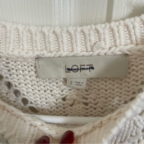 LOFT by Ann Taylor Knitted Crochet Sweater Drop Shoulder Size Small - Picture 3 of 5